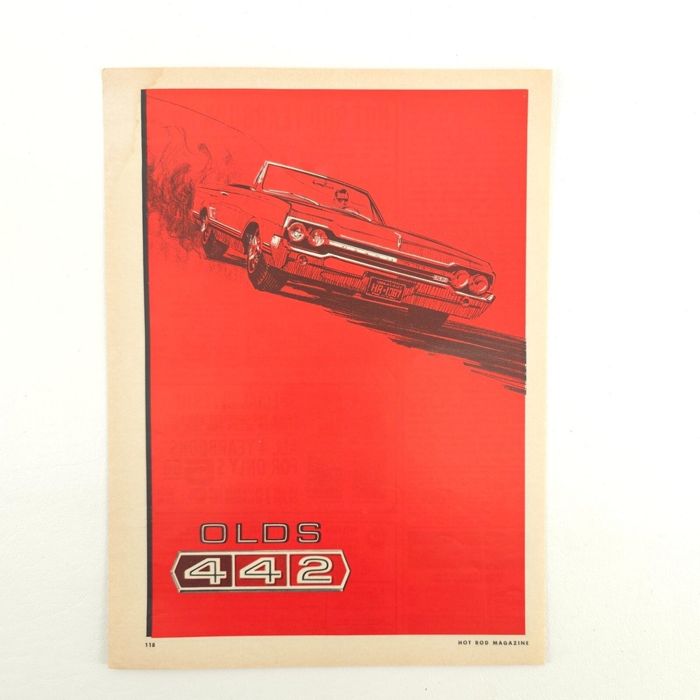 OLDS 442 VTG Advertising Promo Art Muscle Car Print Ad Upcycled Decor